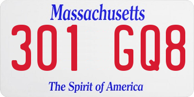 MA license plate 301GQ8