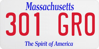 MA license plate 301GR0