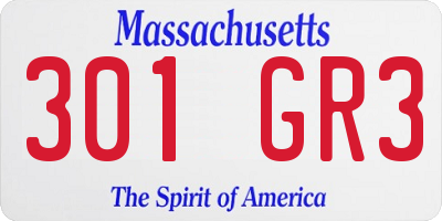 MA license plate 301GR3