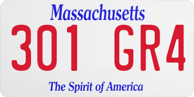 MA license plate 301GR4