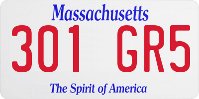 MA license plate 301GR5