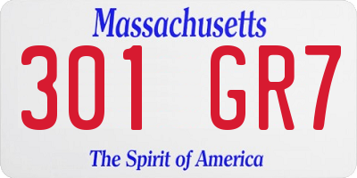 MA license plate 301GR7