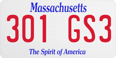 MA license plate 301GS3