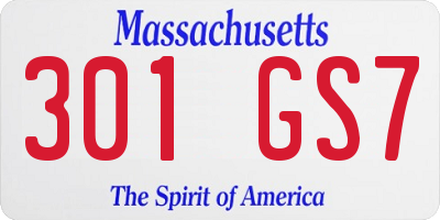 MA license plate 301GS7