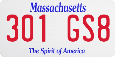 MA license plate 301GS8