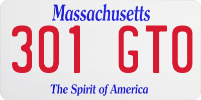 MA license plate 301GT0