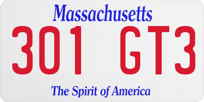 MA license plate 301GT3