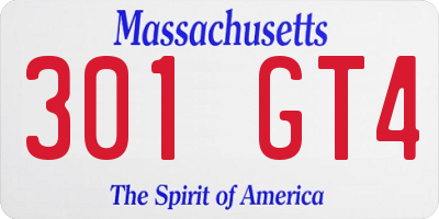MA license plate 301GT4