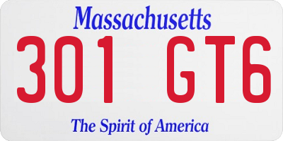 MA license plate 301GT6