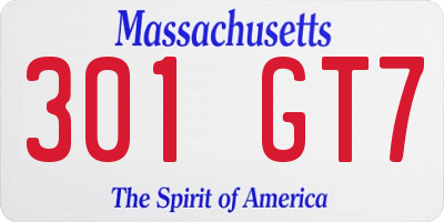 MA license plate 301GT7