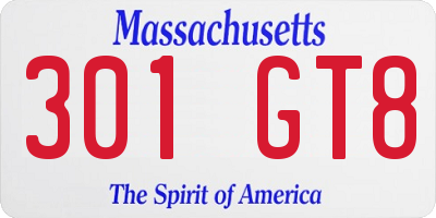MA license plate 301GT8