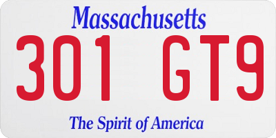 MA license plate 301GT9