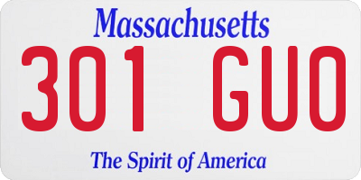 MA license plate 301GU0