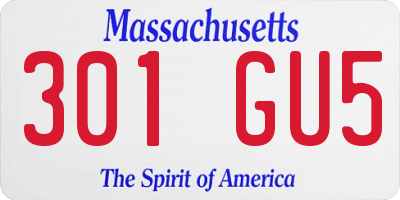 MA license plate 301GU5