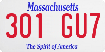 MA license plate 301GU7