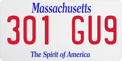 MA license plate 301GU9