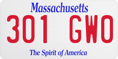 MA license plate 301GW0
