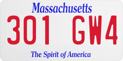 MA license plate 301GW4