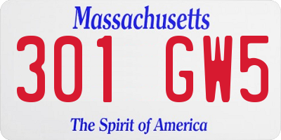 MA license plate 301GW5