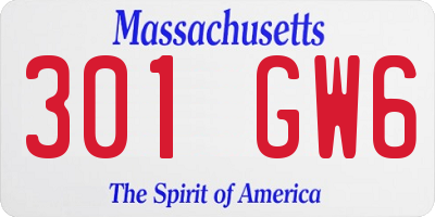 MA license plate 301GW6