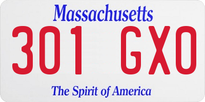 MA license plate 301GX0