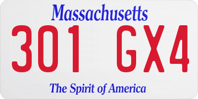 MA license plate 301GX4