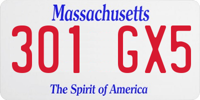 MA license plate 301GX5