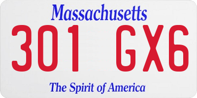 MA license plate 301GX6