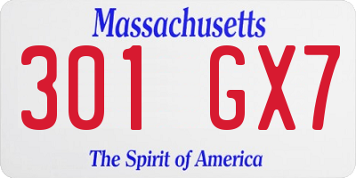 MA license plate 301GX7