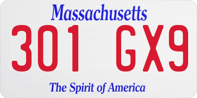 MA license plate 301GX9