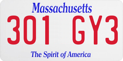 MA license plate 301GY3