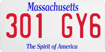 MA license plate 301GY6