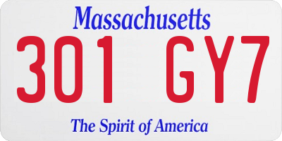 MA license plate 301GY7