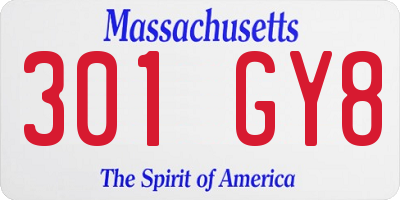 MA license plate 301GY8