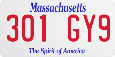 MA license plate 301GY9