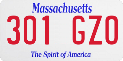 MA license plate 301GZ0