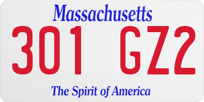 MA license plate 301GZ2