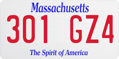 MA license plate 301GZ4