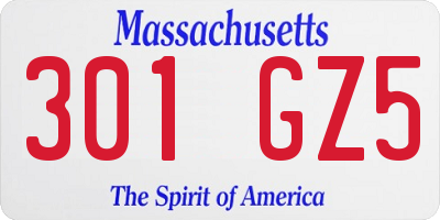 MA license plate 301GZ5