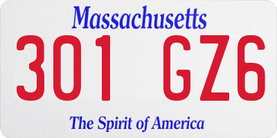 MA license plate 301GZ6