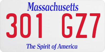 MA license plate 301GZ7