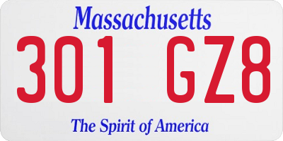 MA license plate 301GZ8