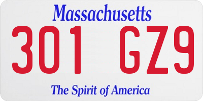 MA license plate 301GZ9