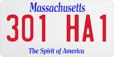 MA license plate 301HA1