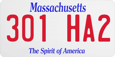 MA license plate 301HA2