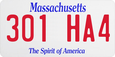 MA license plate 301HA4