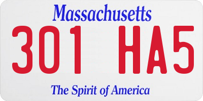 MA license plate 301HA5