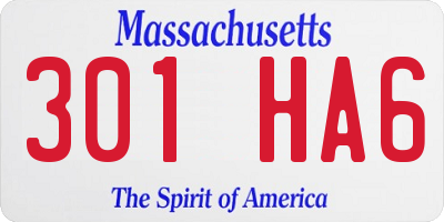 MA license plate 301HA6