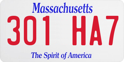 MA license plate 301HA7