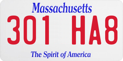 MA license plate 301HA8